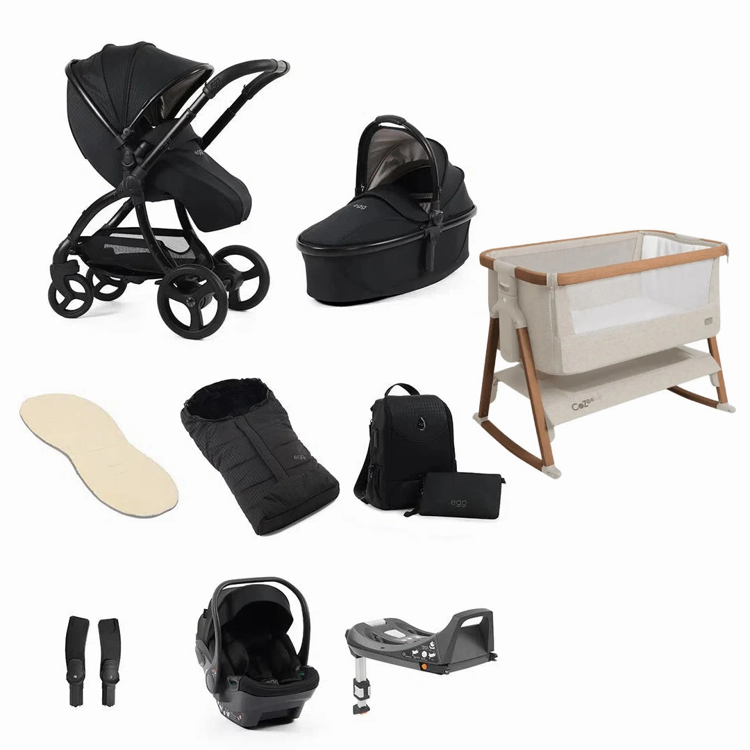 Egg3 With Cozee Air Bedside Crib Sleep Bundle Special Edition - Houndstooth Black