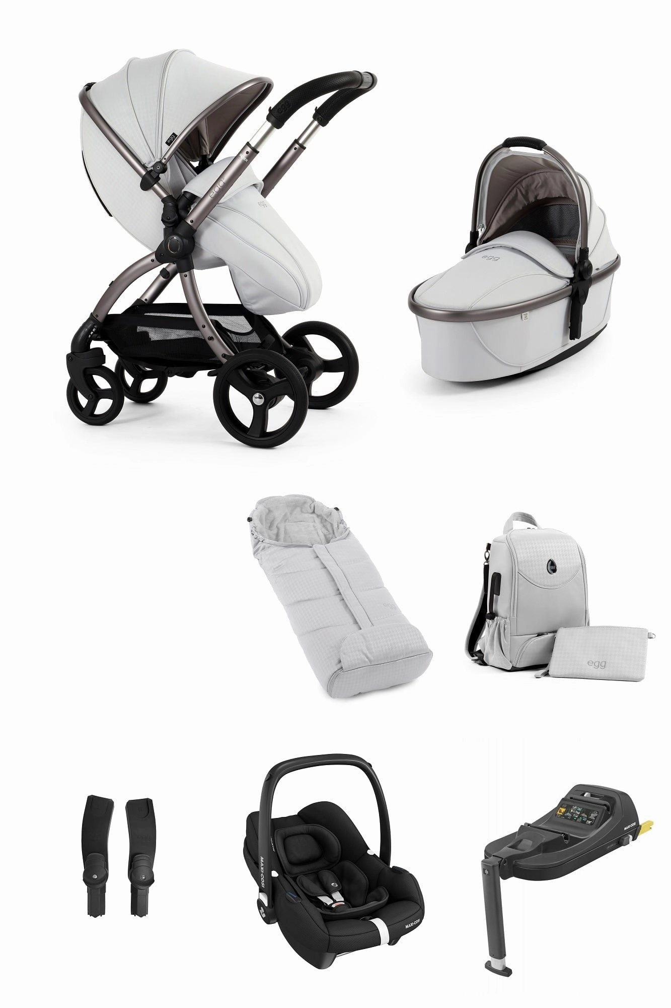 Egg 3 Luxury Cabriofix i-Size Travel System - Houndstooth Silver