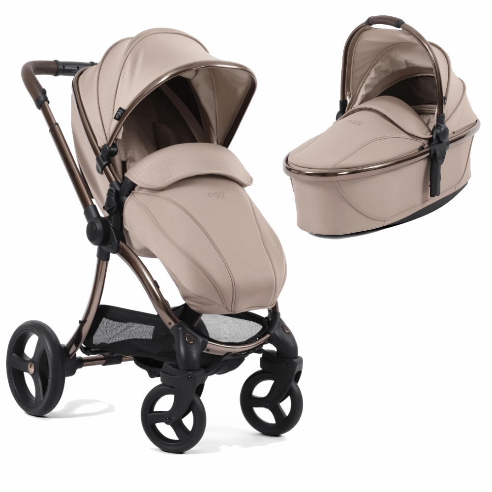 Egg 3 Luxury Shell i-Size Travel System - Houndstooth Almond (with FREE Mamaroo)
