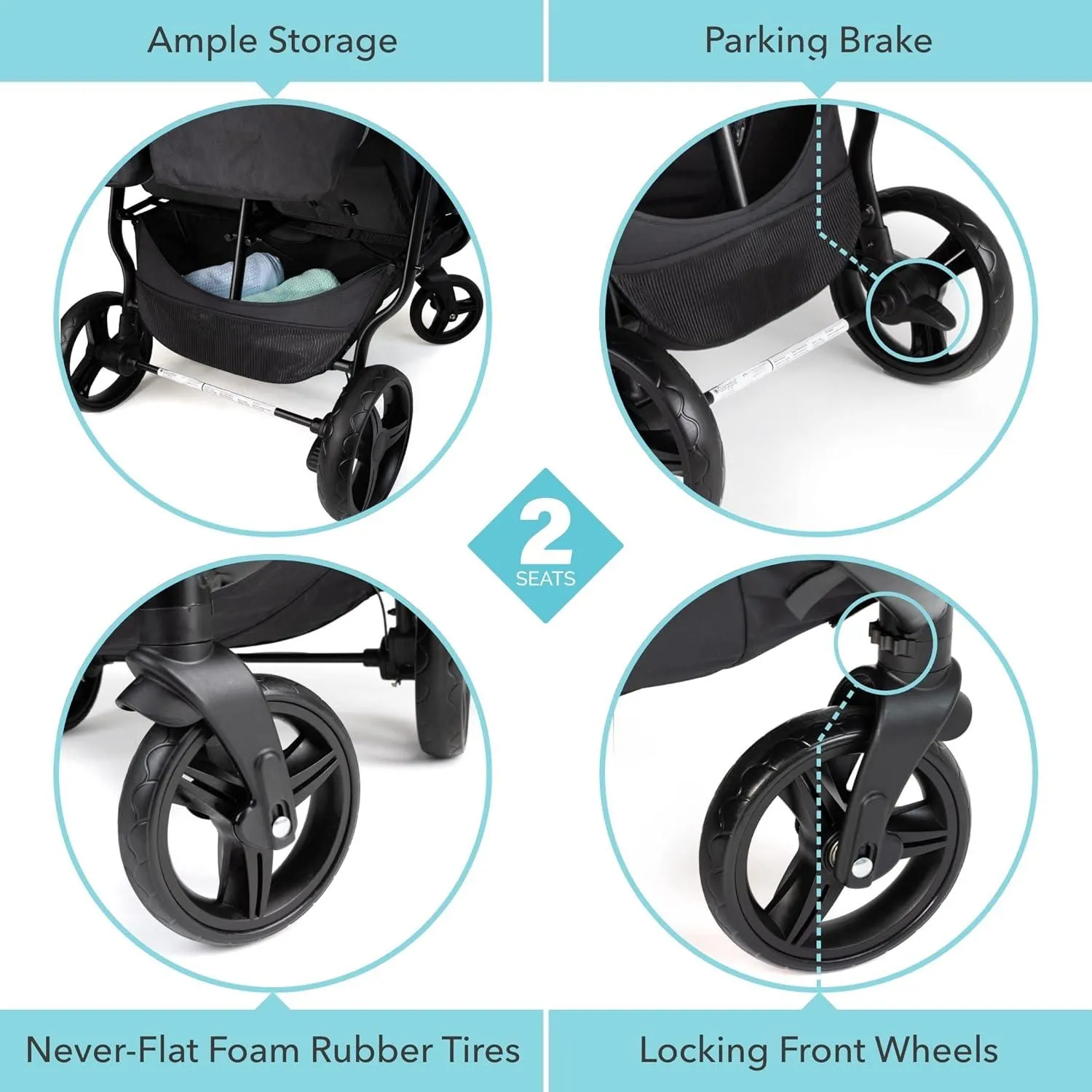 Foundations Roadster Duo Stroller, Black/Gray