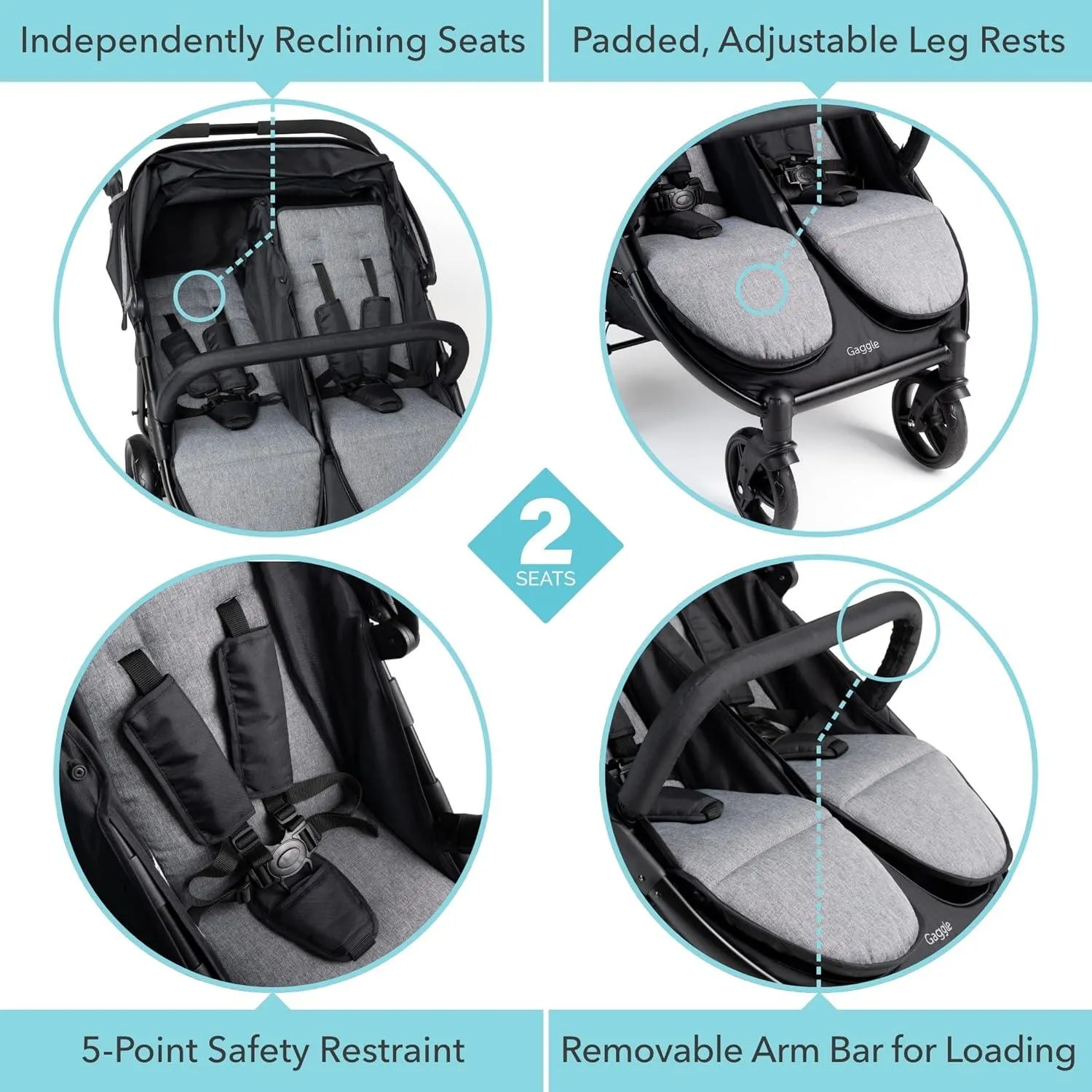 Foundations Roadster Duo Stroller, Black/Gray