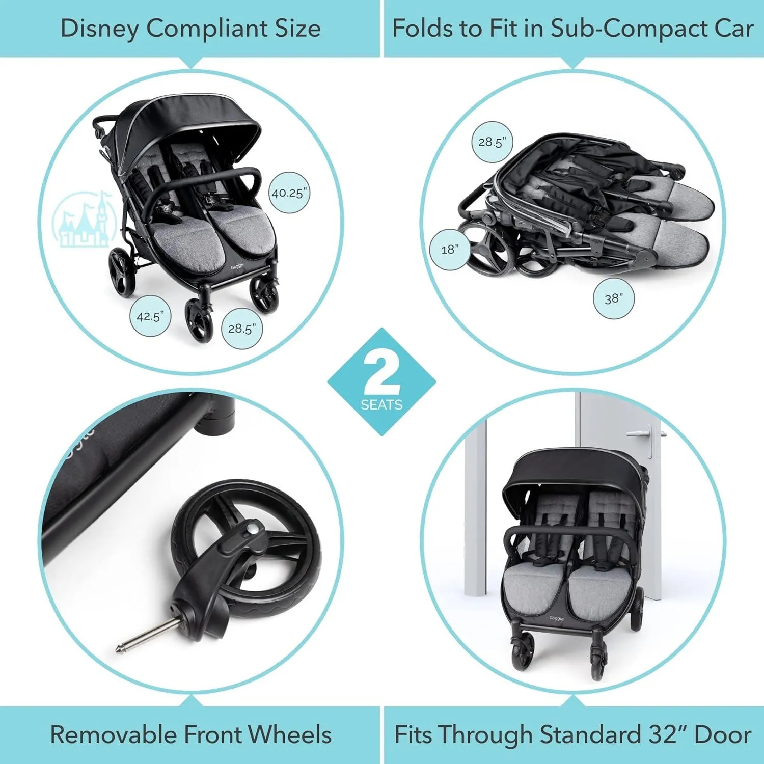 Foundations Roadster Duo Stroller, Black/Gray