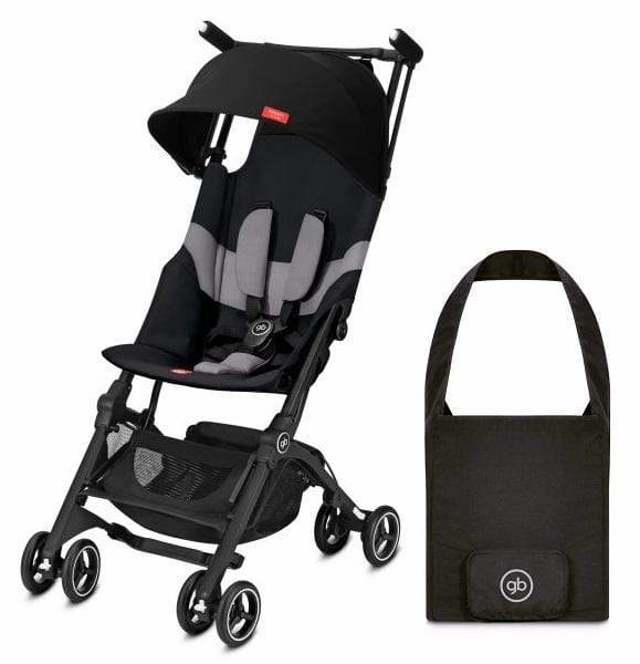 GB Pockit Plus All-Terrain Stroller with Travel Bag and Raincover - Velvet Black