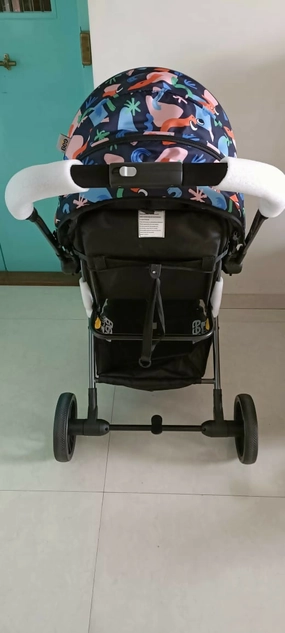 GOLDEN BEE Choco Joy Baby Stroller/Pram with 5 Point Safety Harness/Reversible Handle, Food Tray Stroller (Multi, Black)