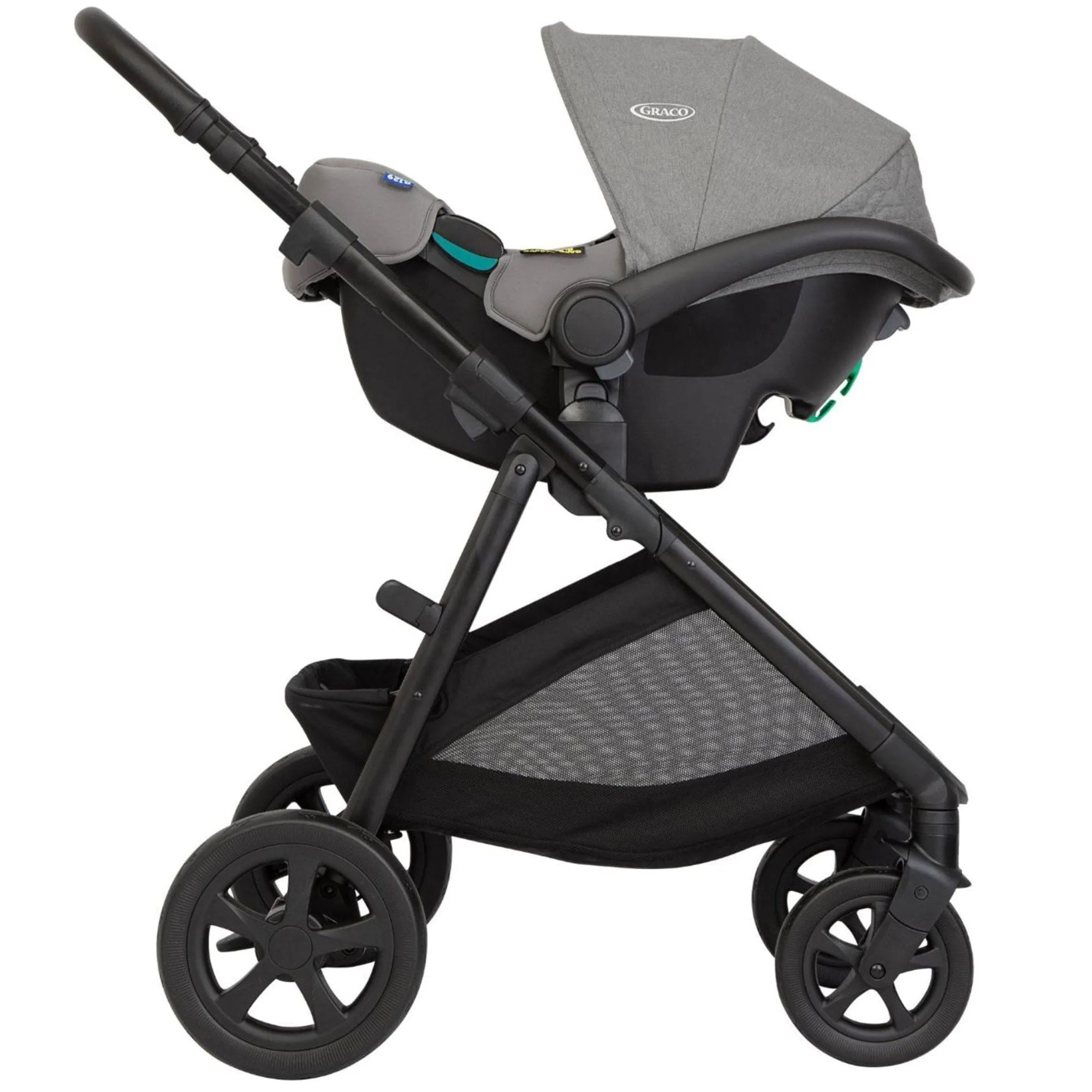 Graco Near2Me DLX Trio (Pushchair, Carrycot, Snuglite & Snugturn) - Ash/Black