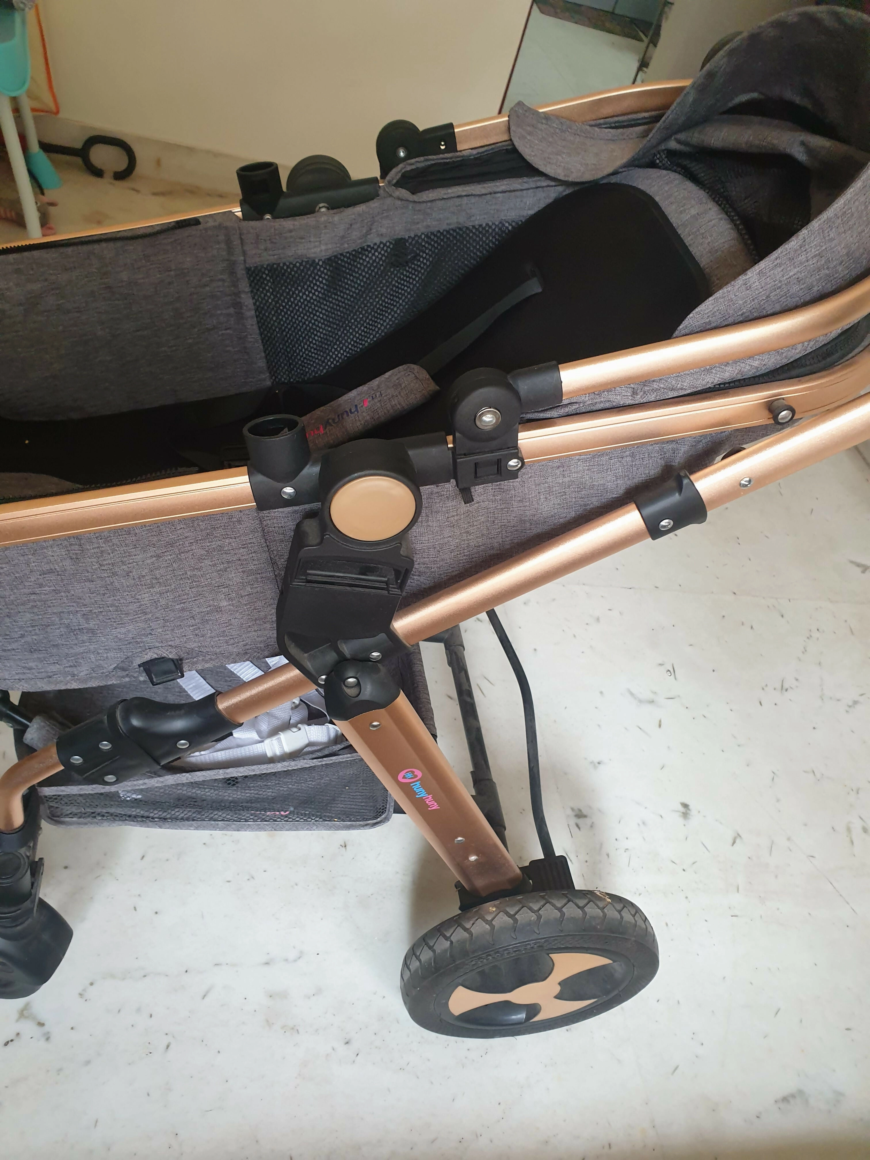 HUNY HUNY 3-In-1- Z Fold Best Stroller Pram - Grey Luxury Stroller