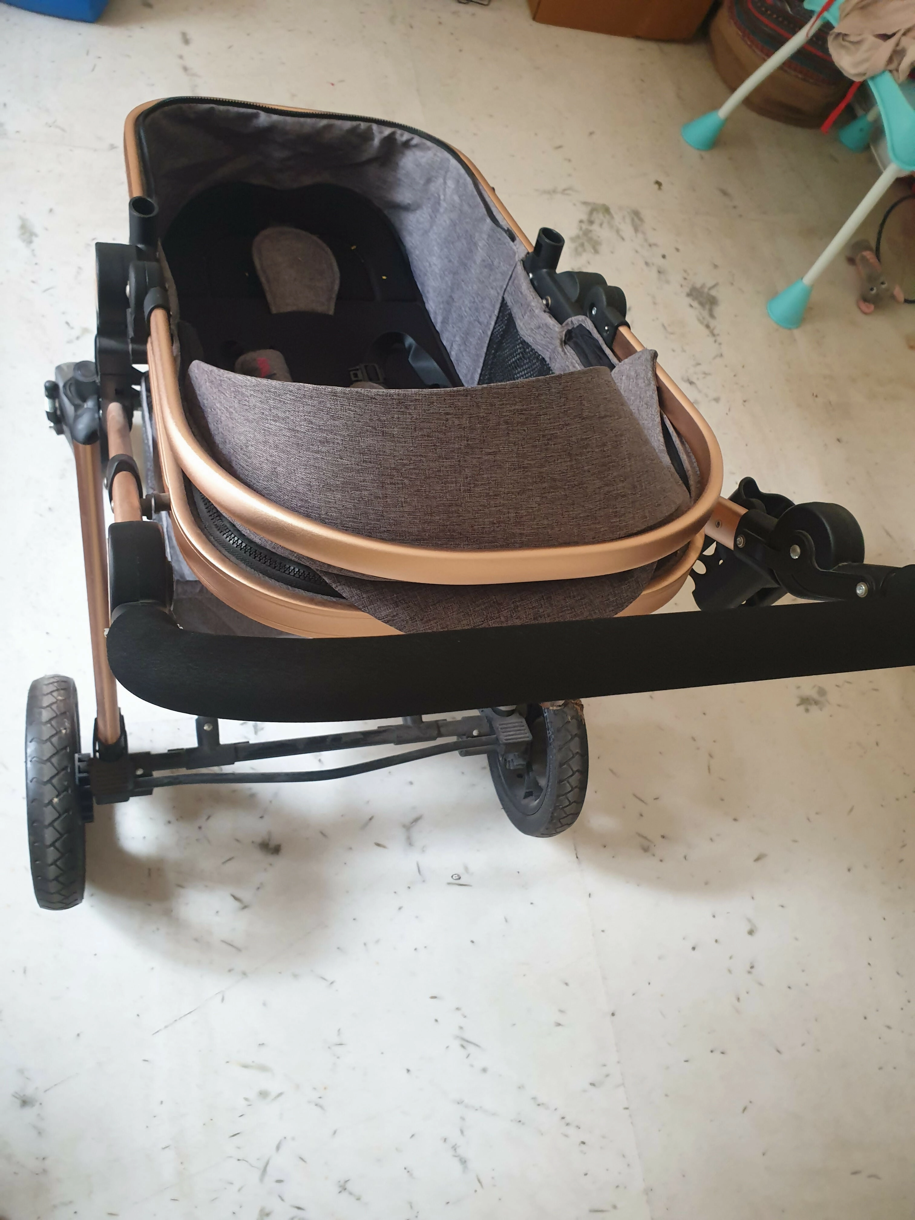 HUNY HUNY 3-In-1- Z Fold Best Stroller Pram - Grey Luxury Stroller