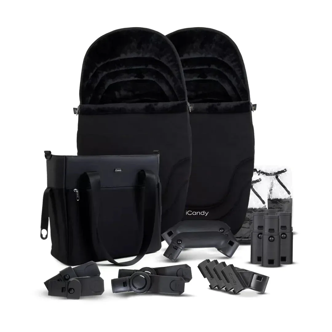 iCandy Orange 4 Twin Pushchair Bundle - Black Edition