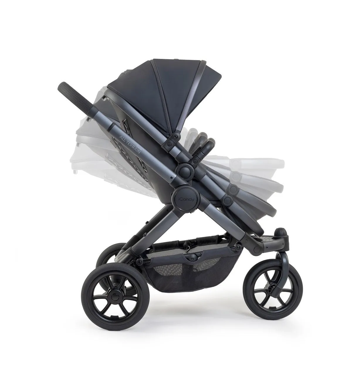 iCandy Peach 7 All-Terrain Complete Bundle   Maxi Cosi Cabriofix iSize Car Seat & Isofix Base - Storm Grey