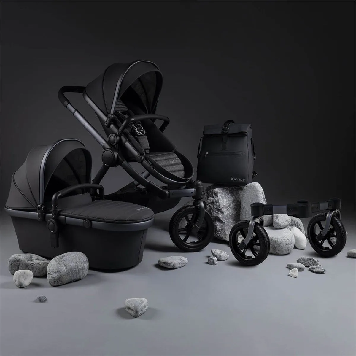 iCandy Peach 7 All-Terrain Complete Bundle   Maxi Cosi Cabriofix iSize Car Seat & Isofix Base - Storm Grey