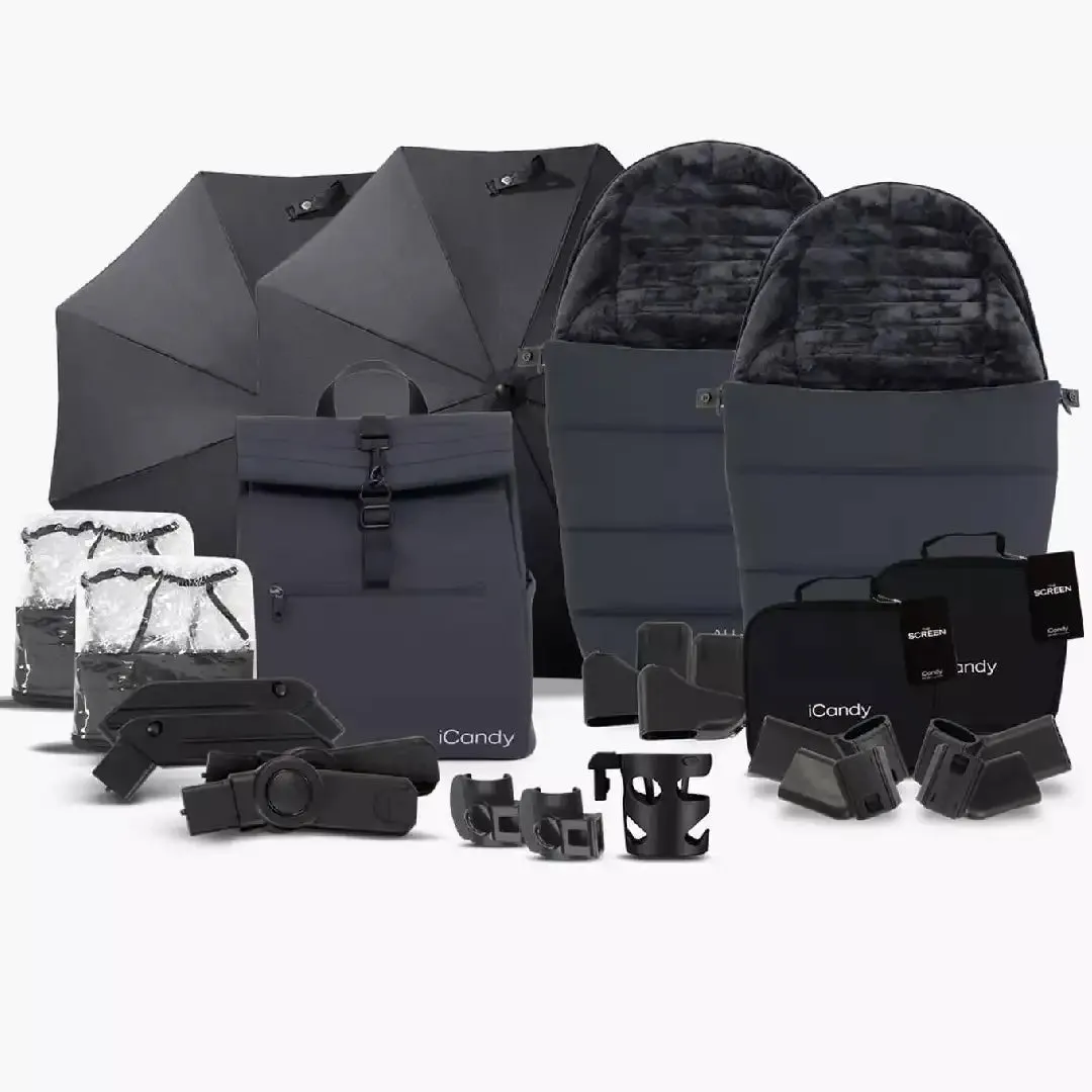 iCandy Peach 7 All-Terrain Storm Double - Complete Car Seat Bundle