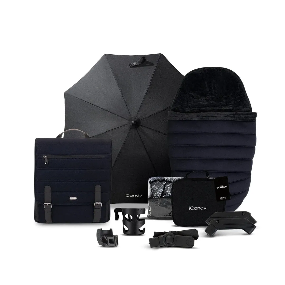 iCandy Peach 7 Complete Bundle with Maxi-Cosi Pebble 360 Pro Car Seat & Base - Black Edition