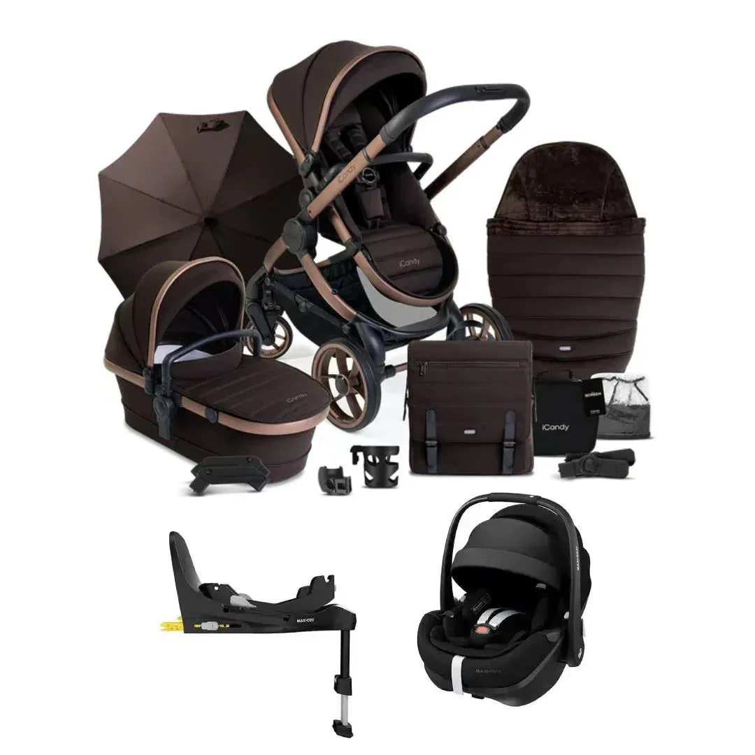 iCandy Peach 7 Complete Bundle with Maxi-Cosi Pebble 360 Pro Car Seat & Base - Pecan