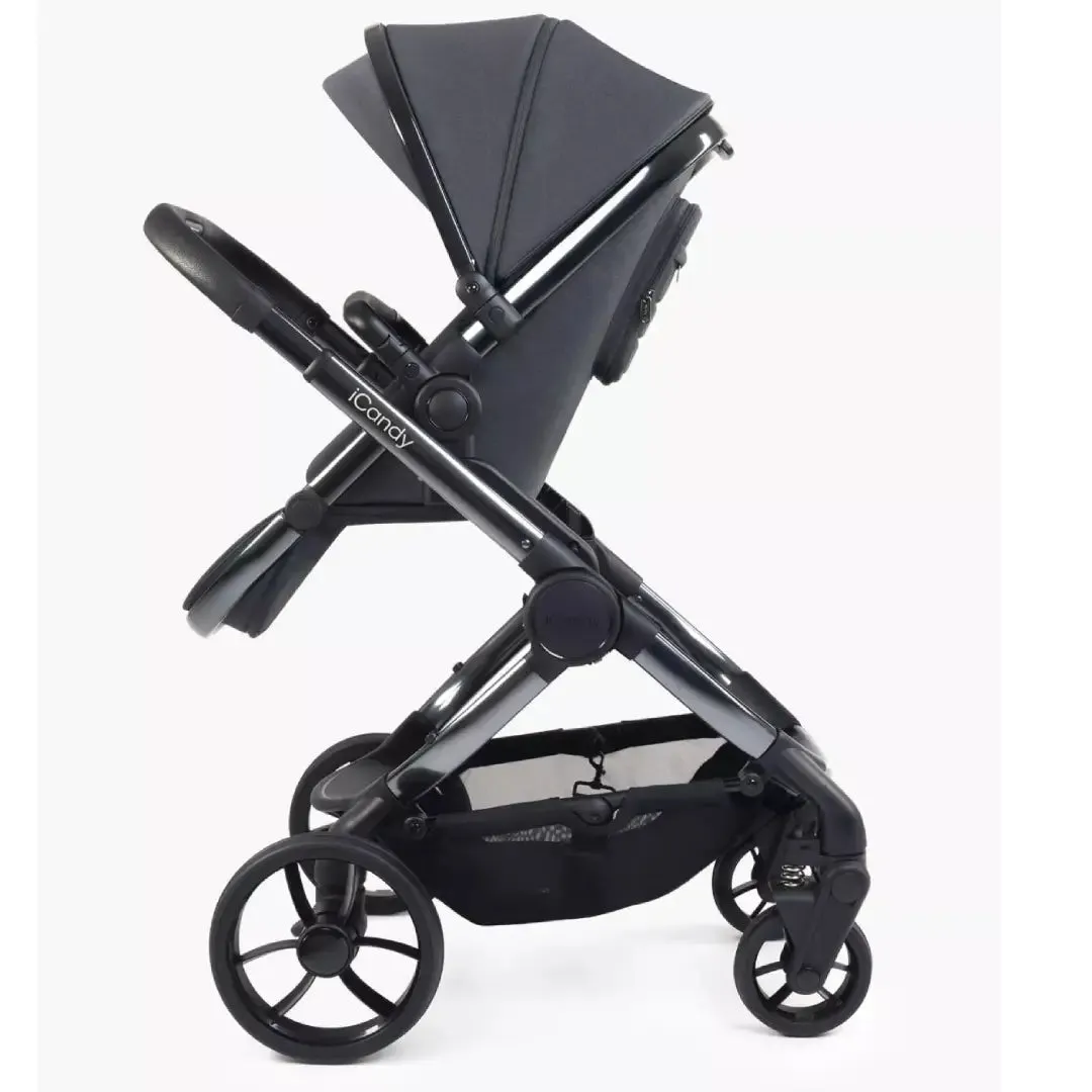 iCandy Peach 7 Complete Pushchair Bundle with Cloud T Car Seat & Base - Dark Grey Edition
