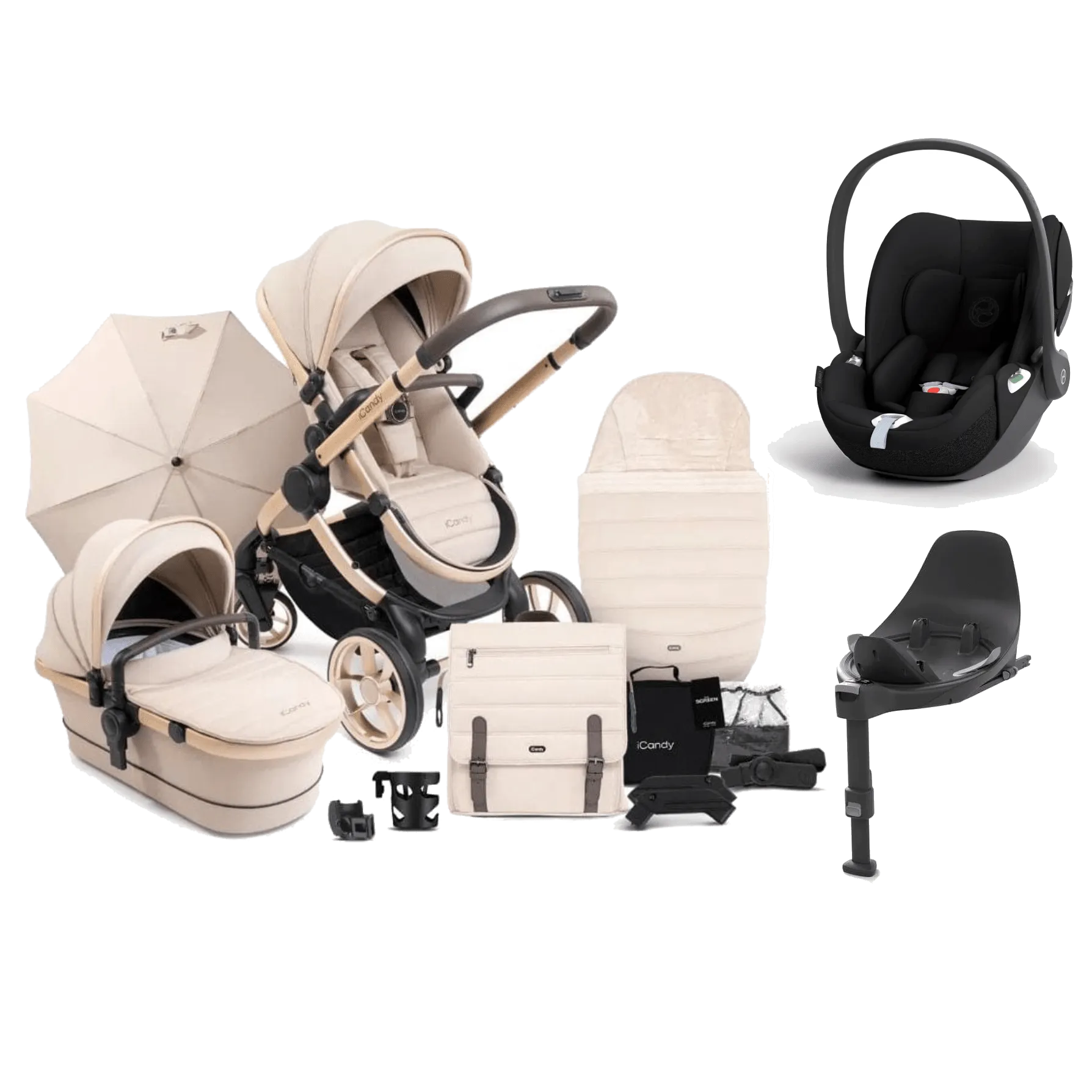 iCandy Peach 7 Cybex Cloud T Complete Travel System Bundle - Biscotti