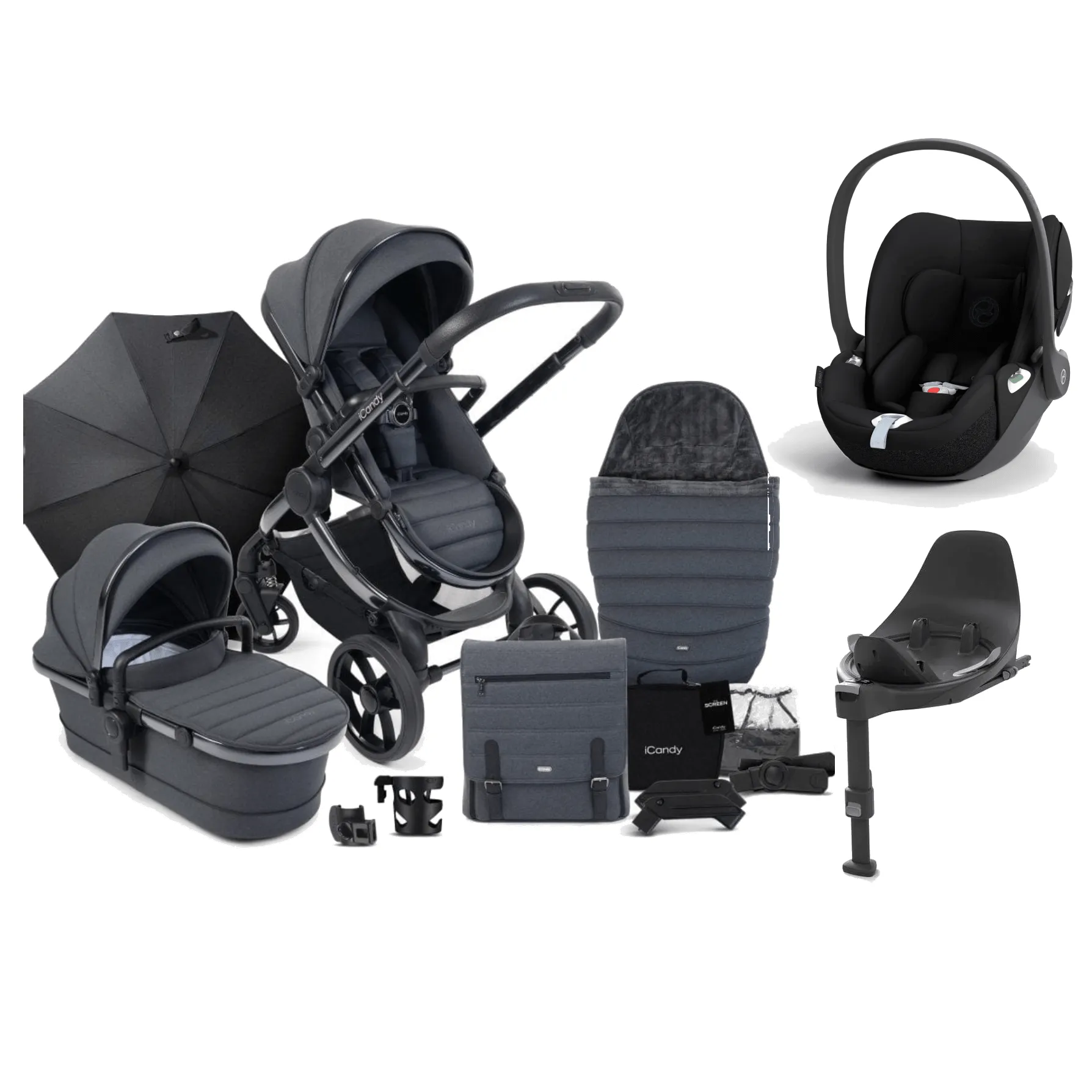 iCandy Peach 7 Cybex Cloud T Complete Travel System Bundle - Dark Grey