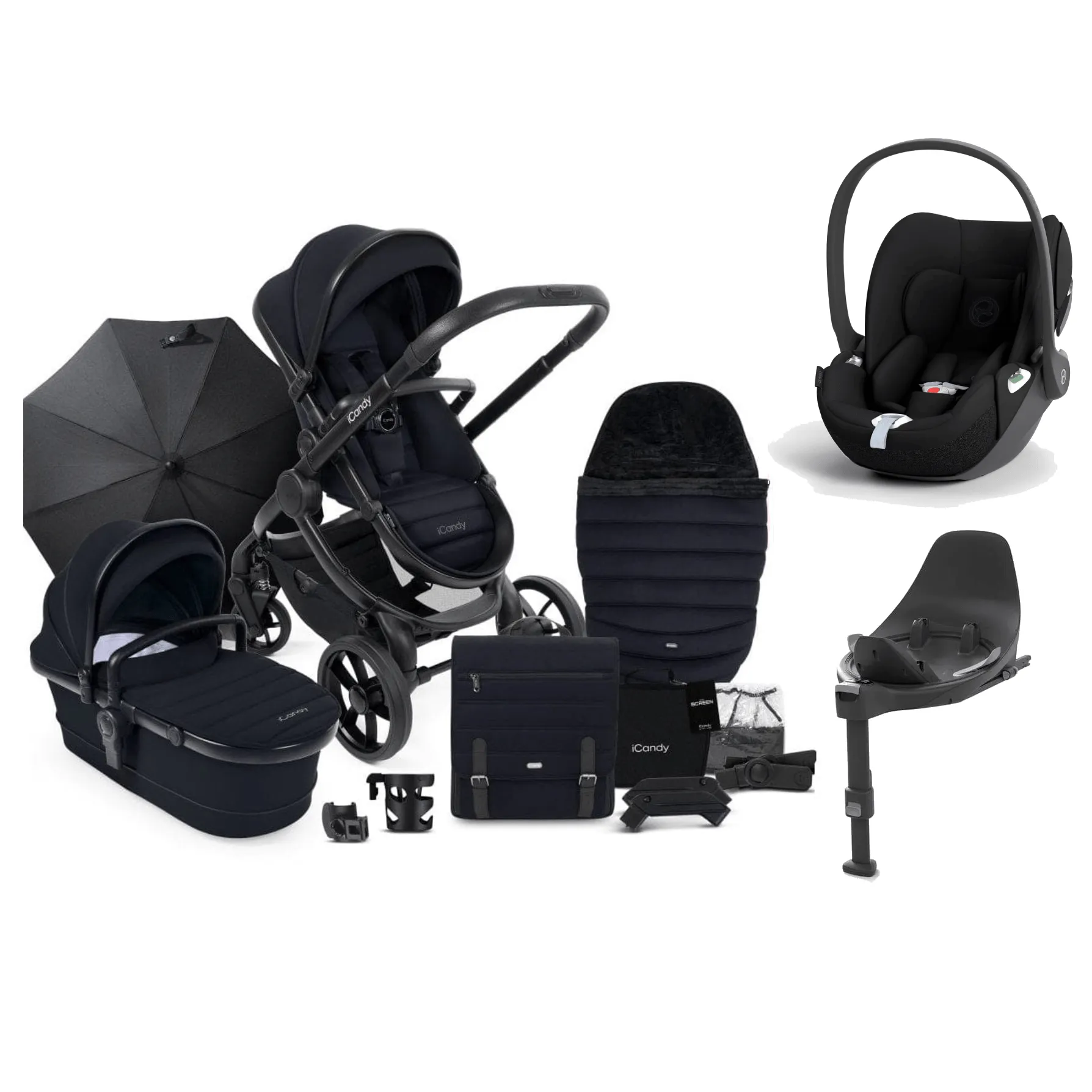 iCandy Peach 7 Cybex Cloud T Complete Travel System Bundle - Jet / Black Edition