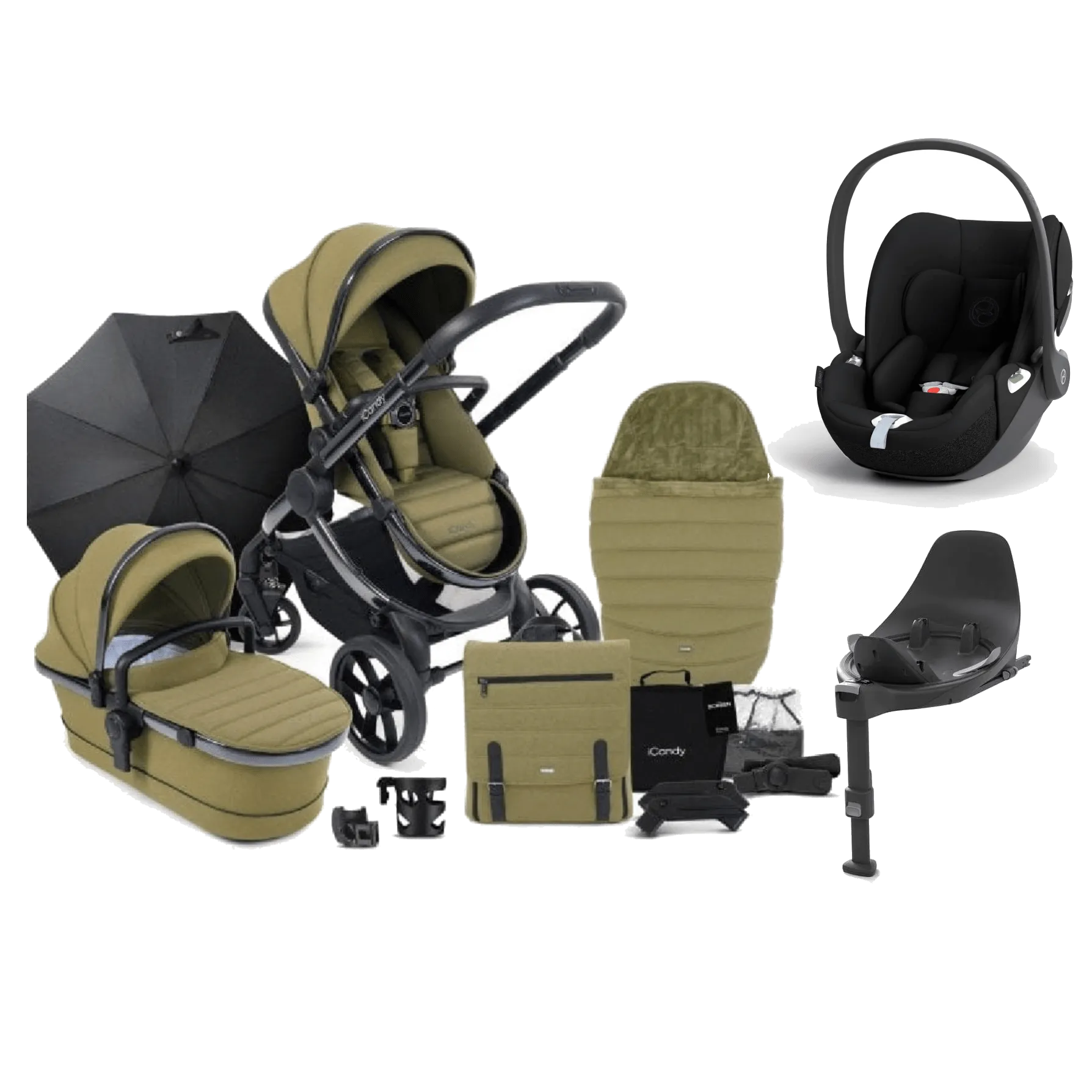 iCandy Peach 7 Cybex Cloud T Complete Travel System Bundle - Olive