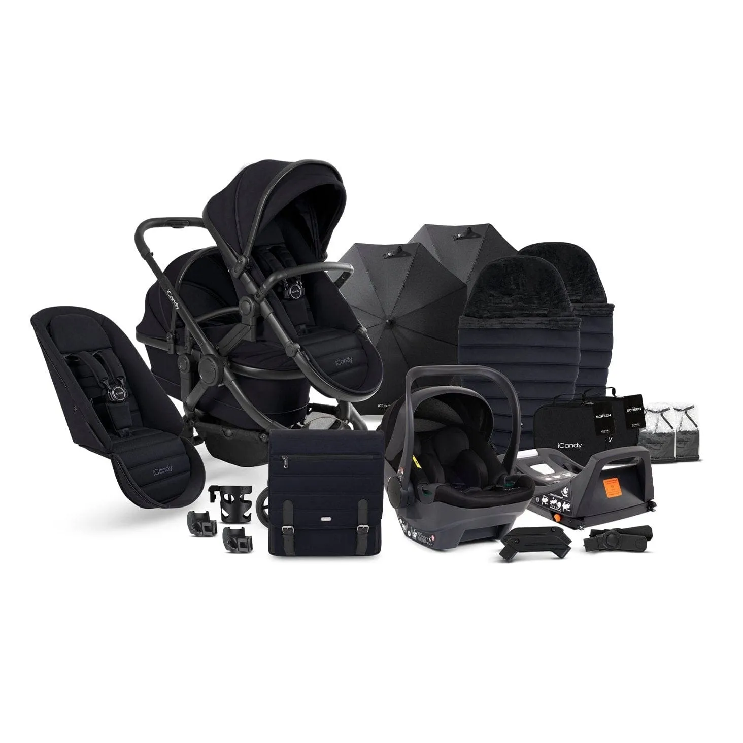 iCandy Peach 7 Double Travel System (Cocoon) Bundle - Jet / Black Edition