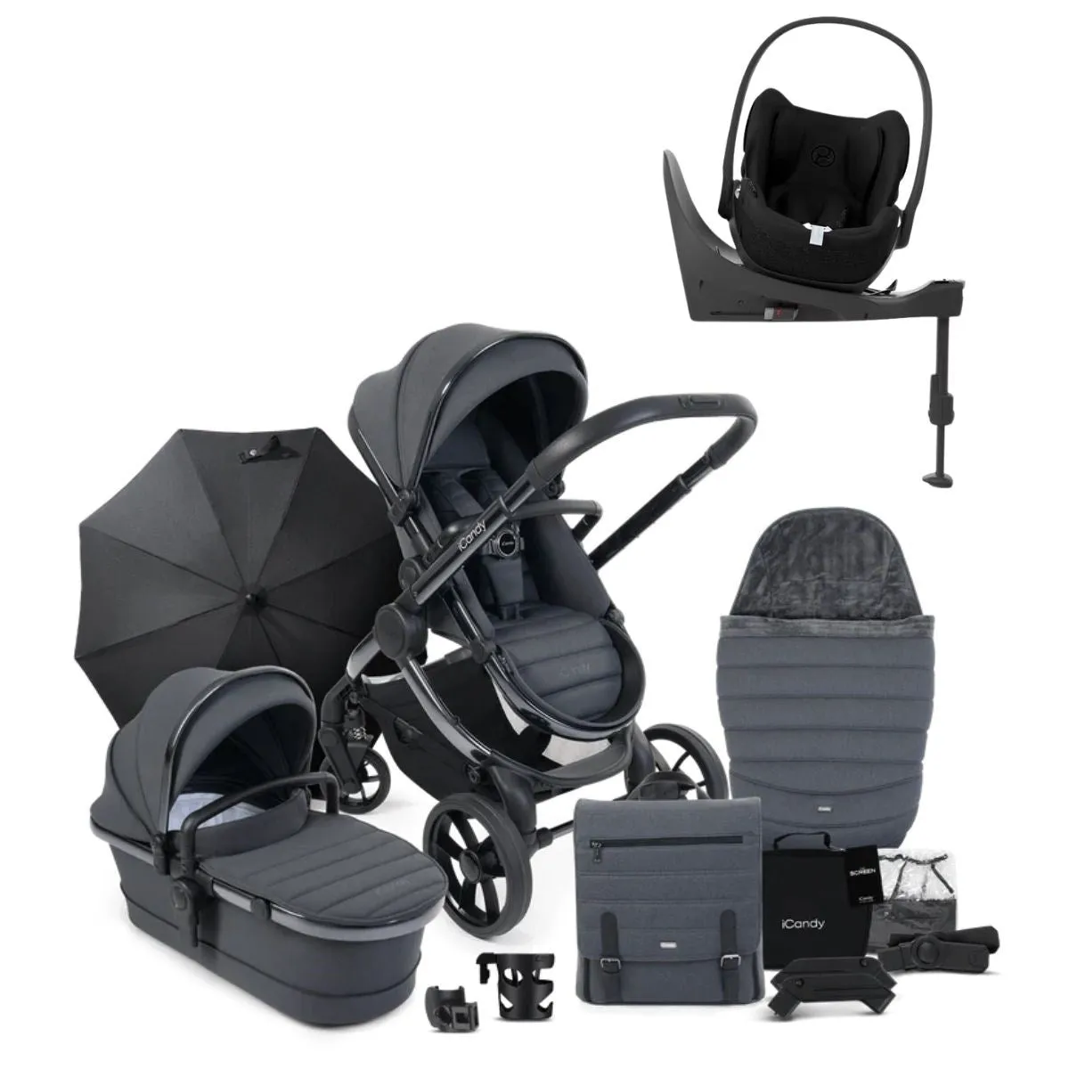 iCandy Peach 7 Luxury Travel System, Cybex Cloud T Dark Grey