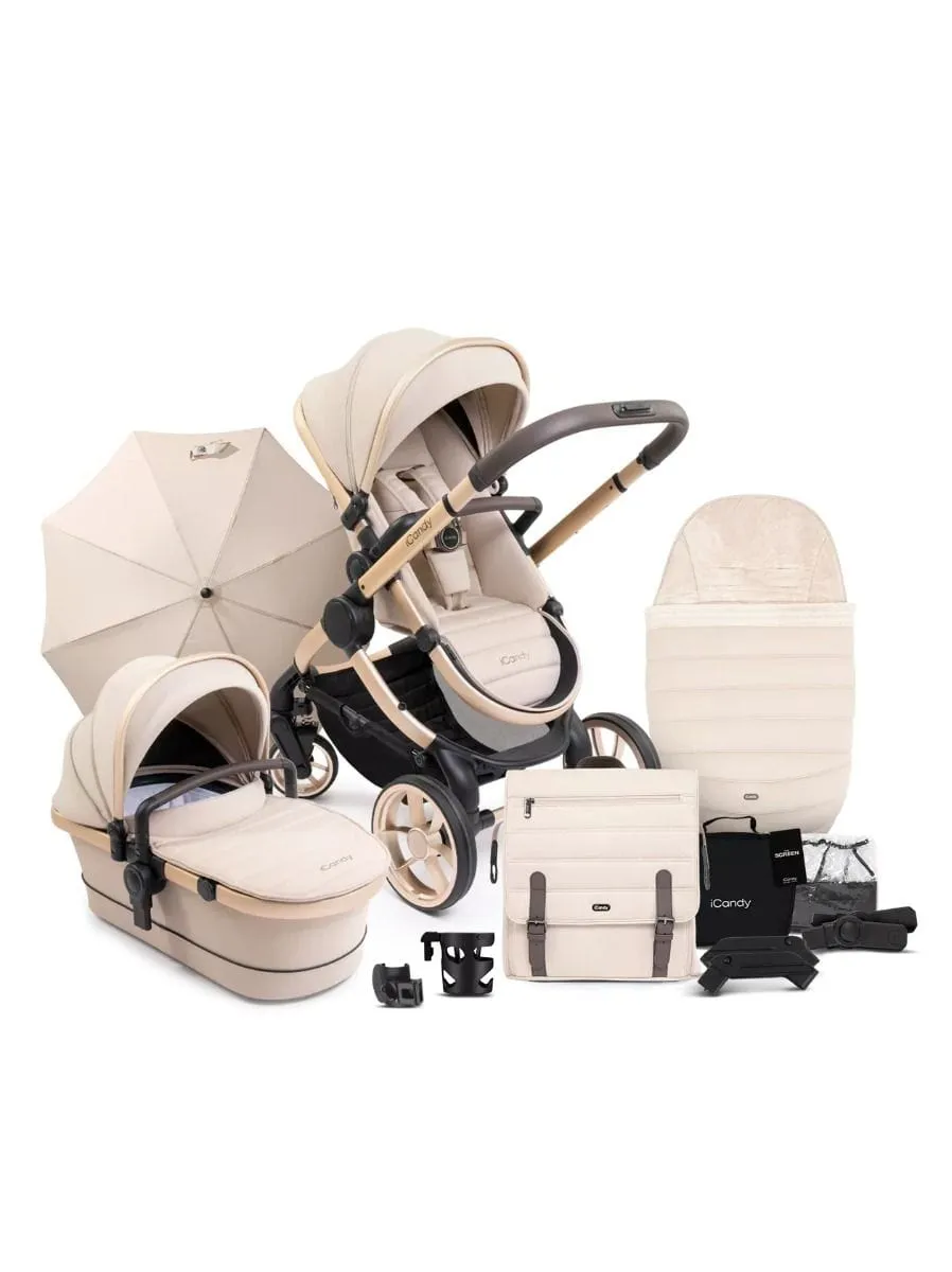 iCandy Peach 7 Maxi Cosi Pebble 360 PRO 2 Complete Travel System Bundle - Biscotti