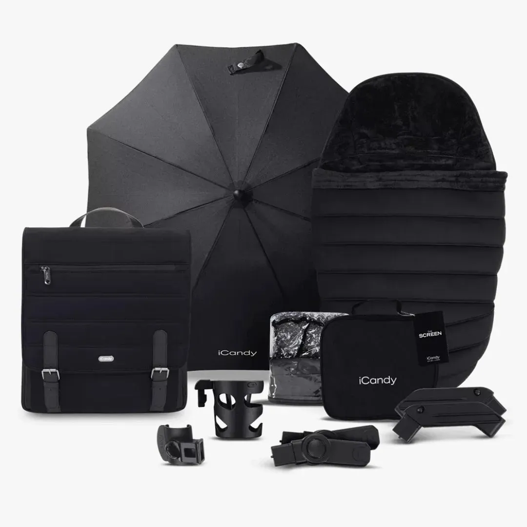 iCandy Peach 7 Pushchair and Carrycot Complete Bundle - Black Edition