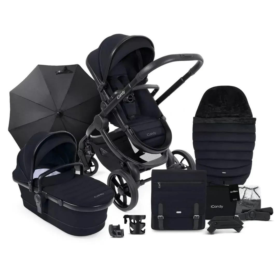 iCandy Peach 7 Pushchair and Carrycot Complete Bundle - Black Edition