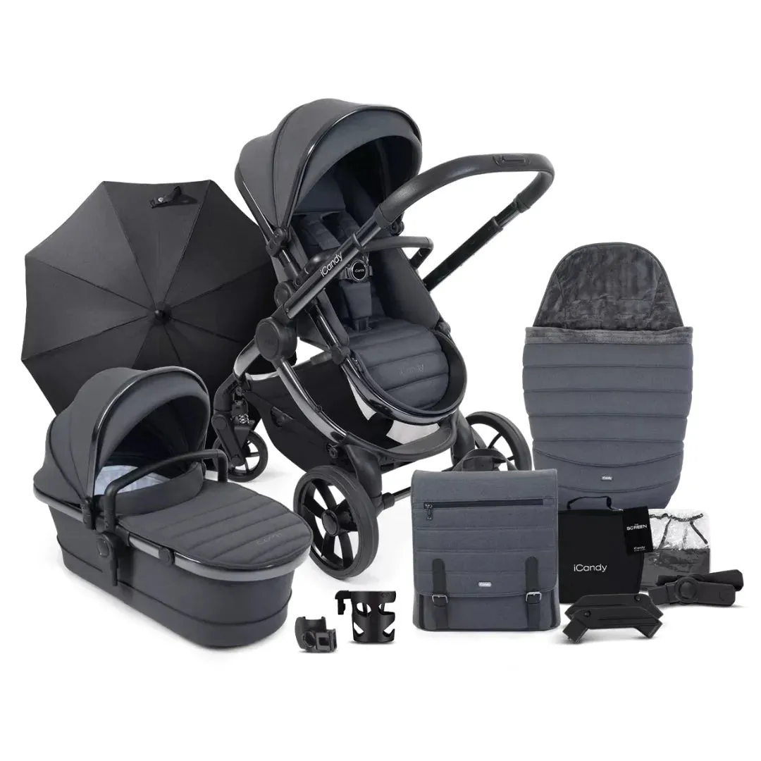 iCandy Peach 7 Pushchair and Carrycot Complete Bundle - Dark Grey