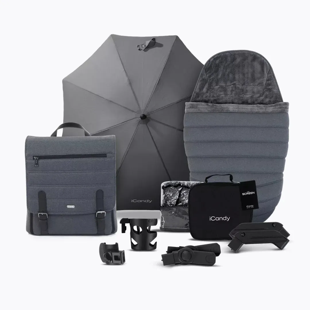 iCandy Peach 7 Pushchair and Carrycot Complete Bundle - Dark Grey