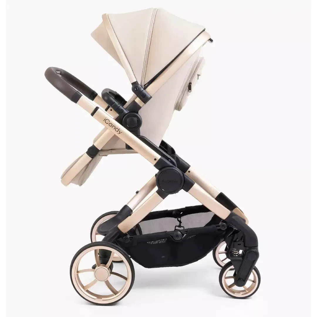 iCandy Peach 7 Pushchair and Carrycot - Complete Car Seat Bundle - Biscotti