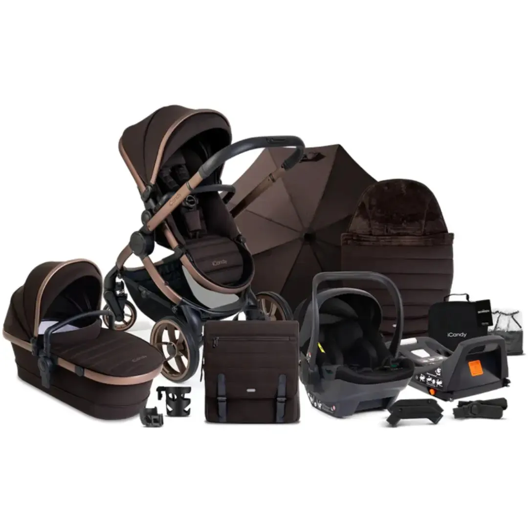 iCandy Peach 7 Pushchair and Carrycot - Complete Car Seat Bundle - Pecan
