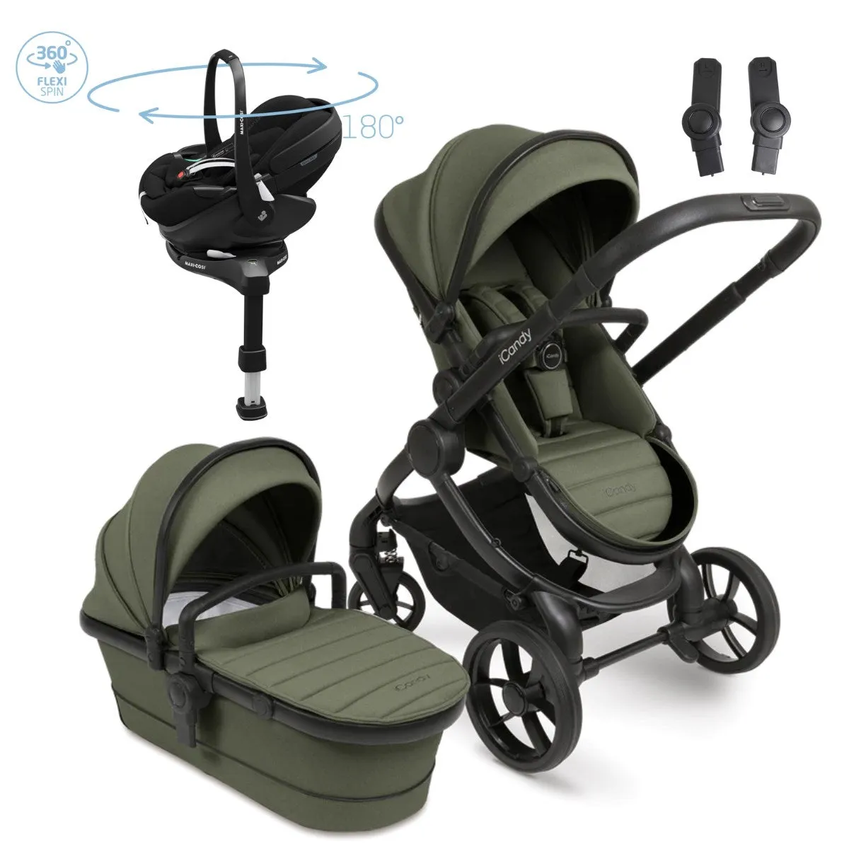 iCandy Peach 7 travel System With Pebble 360 Pro2 Car Seat And Family Fix Base, Ivy