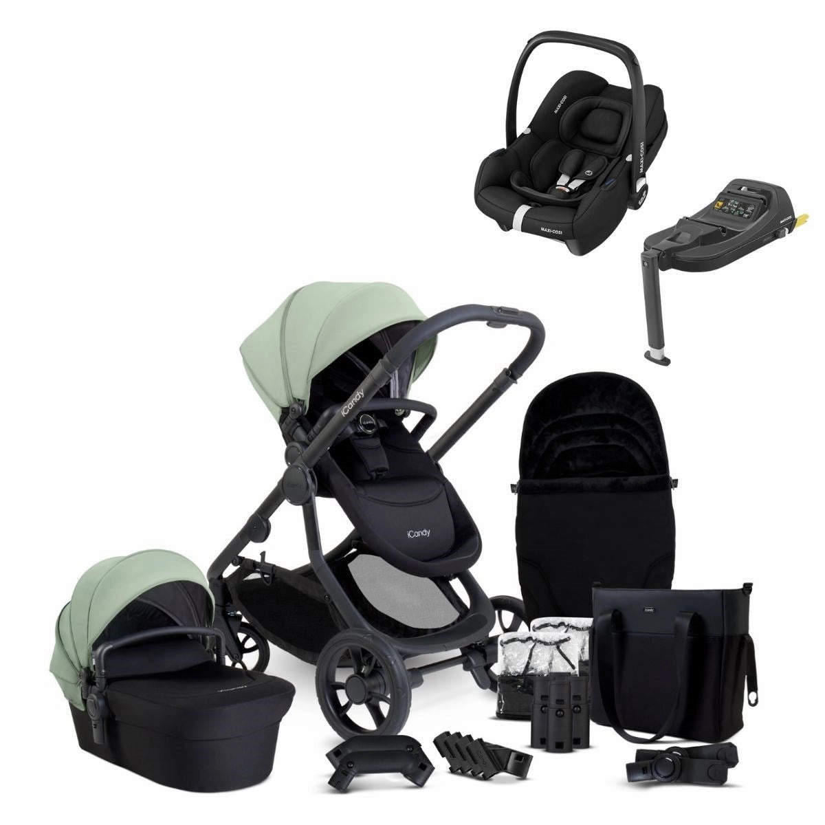 iCandy Orange 4 Complete Bundle Pistachio   Maxi Cosi Cabriofix and Isofix Base,