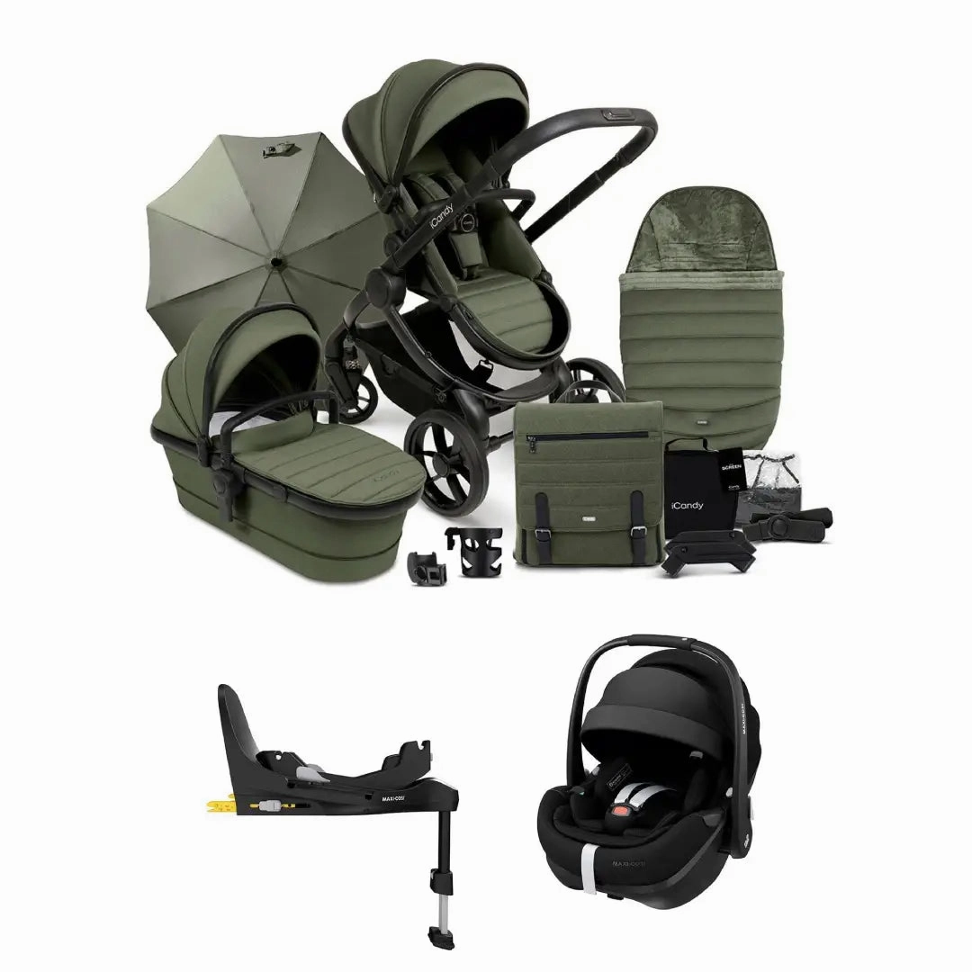 iCandy Peach 7 Complete Bundle with Maxi-Cosi Pebble 360 Pro Car Seat & Base - Ivy