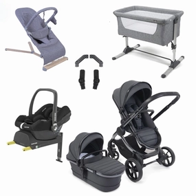 iCandy Peach 7 Essential iSize Travel System & Starter Nursery Bundle including Isofix Base, Dark Grey Phantom