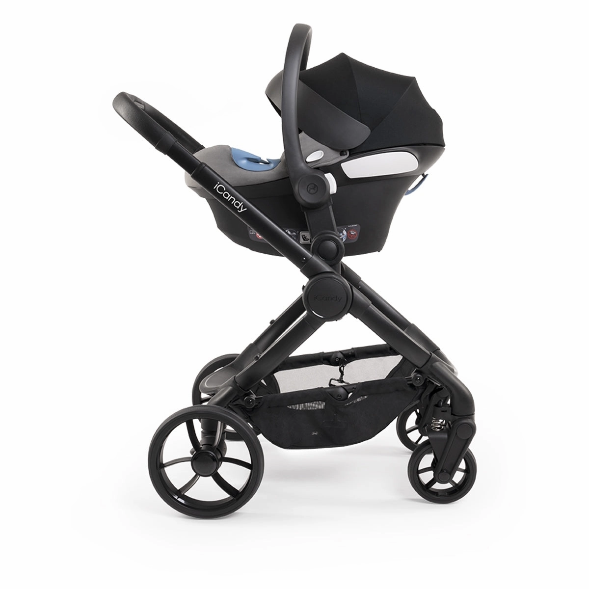 iCandy Peach 7 Premium iSize Travel System & Starter Nursery Bundle including Isofix Base, Black Edition