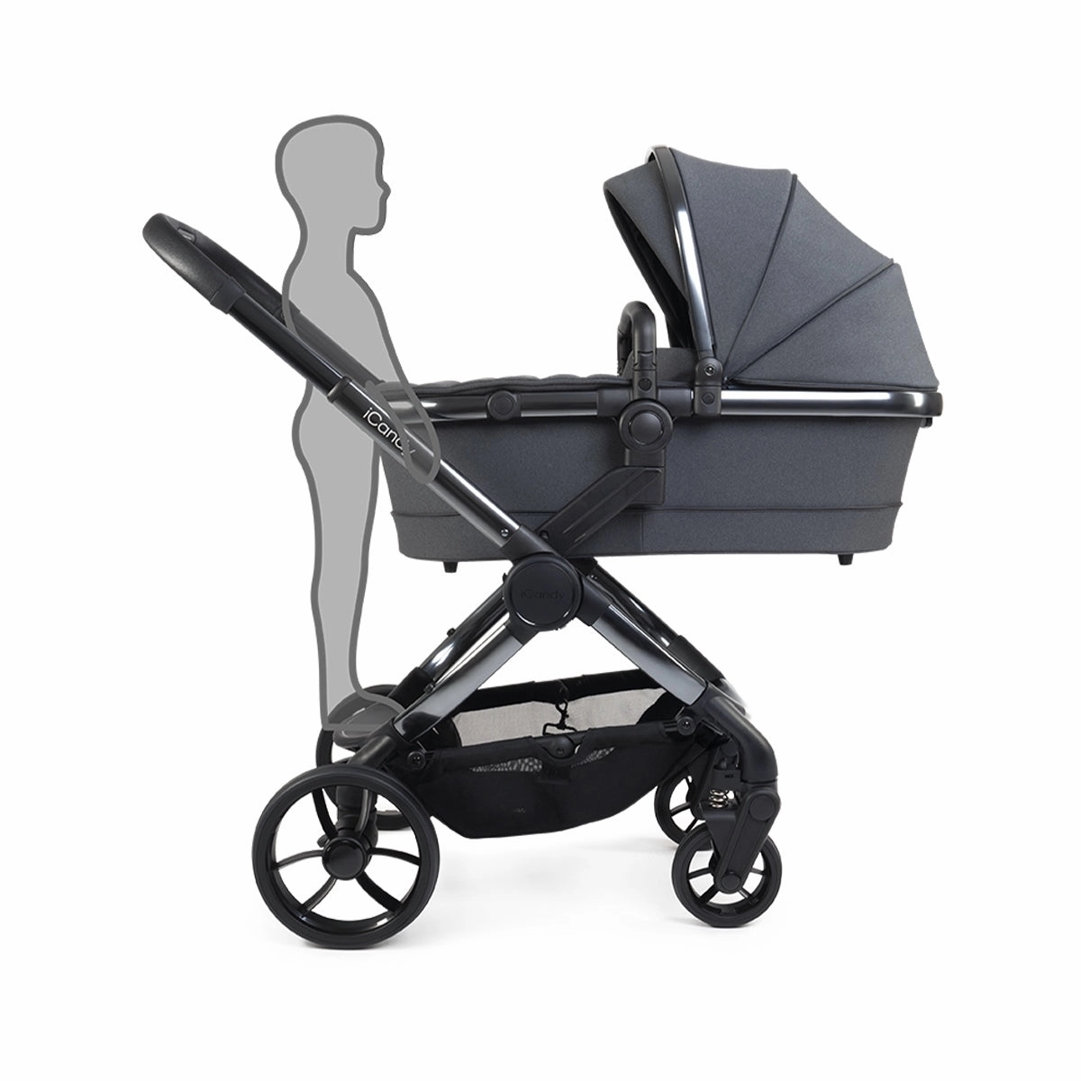 iCandy Peach 7 Premium iSize Travel System & Starter Nursery Bundle including Isofix Base, Dark Grey Phantom