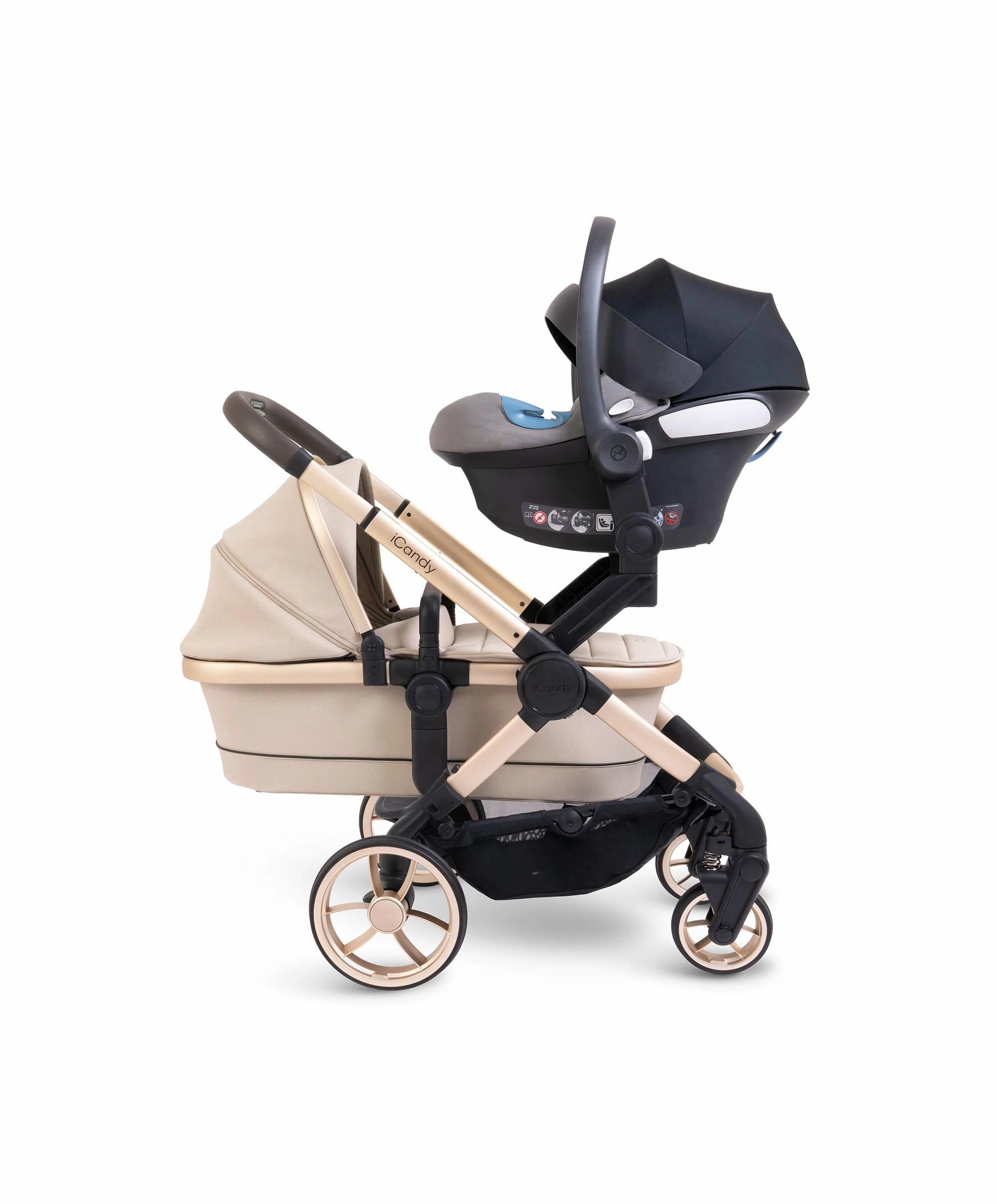 iCandy Peach 7 Twin Pushchair Bundle - Biscotti