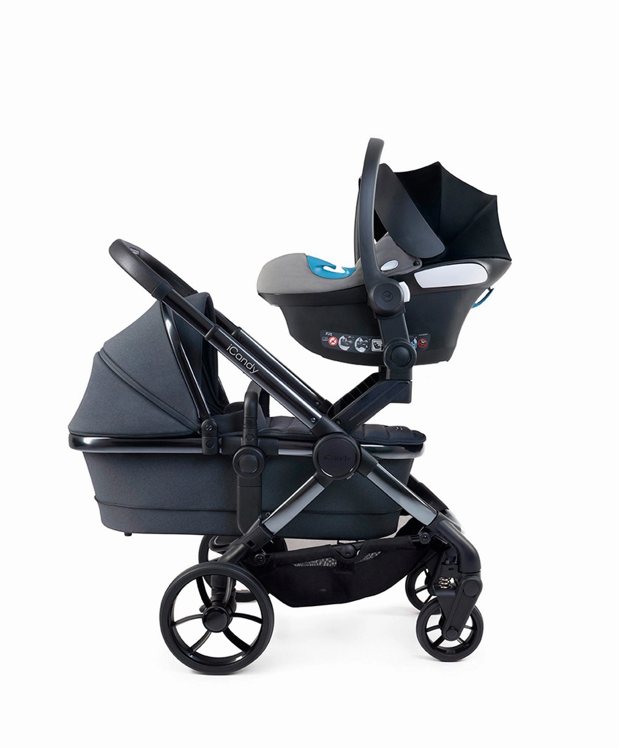 iCandy Peach 7 Twin Pushchair Bundle - Dark Grey