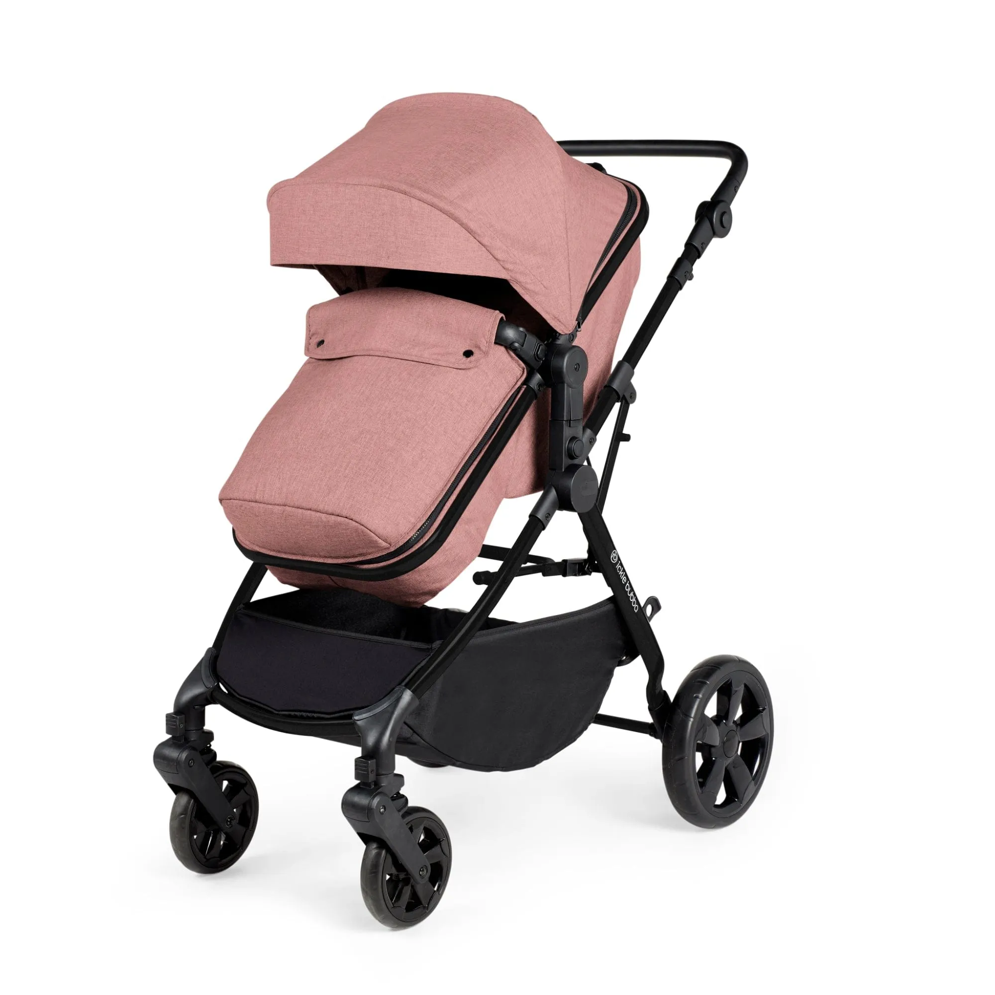 Ickle Bubba Comet I-Size Travel System With Stratus Car Seat & Isofix Base - Black / Dusky Pink / Black