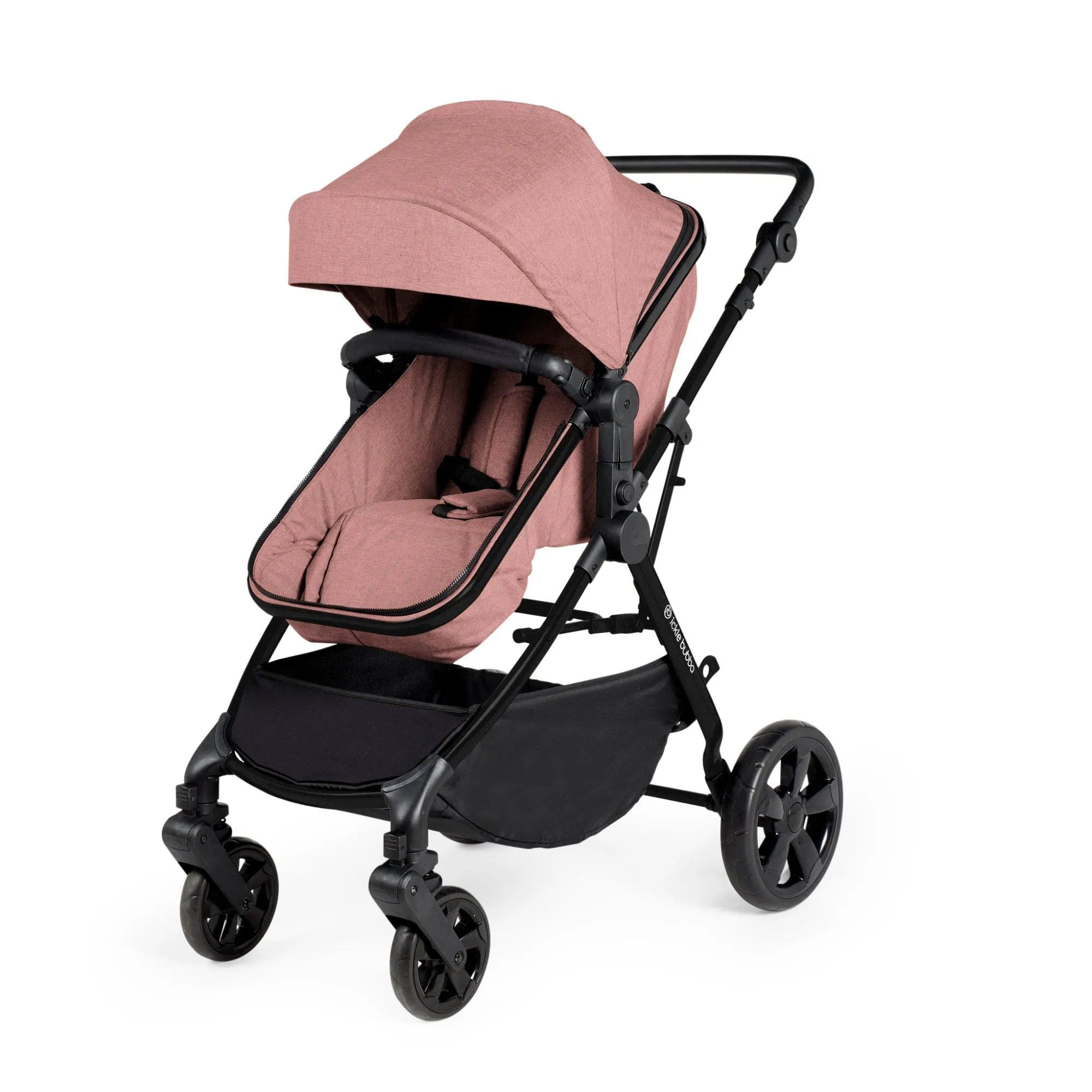 Ickle Bubba Comet I-Size Travel System With Stratus Car Seat & Isofix Base - Black / Dusky Pink / Black