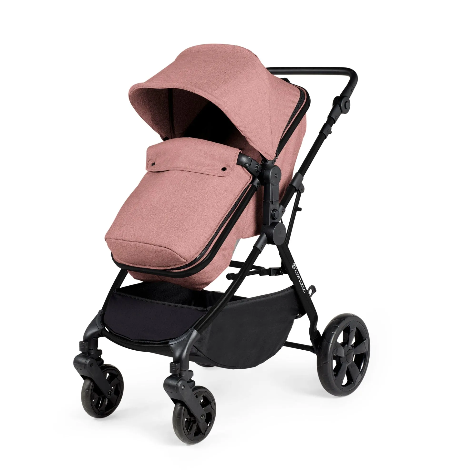 Ickle Bubba Comet I-Size Travel System With Stratus Car Seat & Isofix Base - Black / Dusky Pink / Black