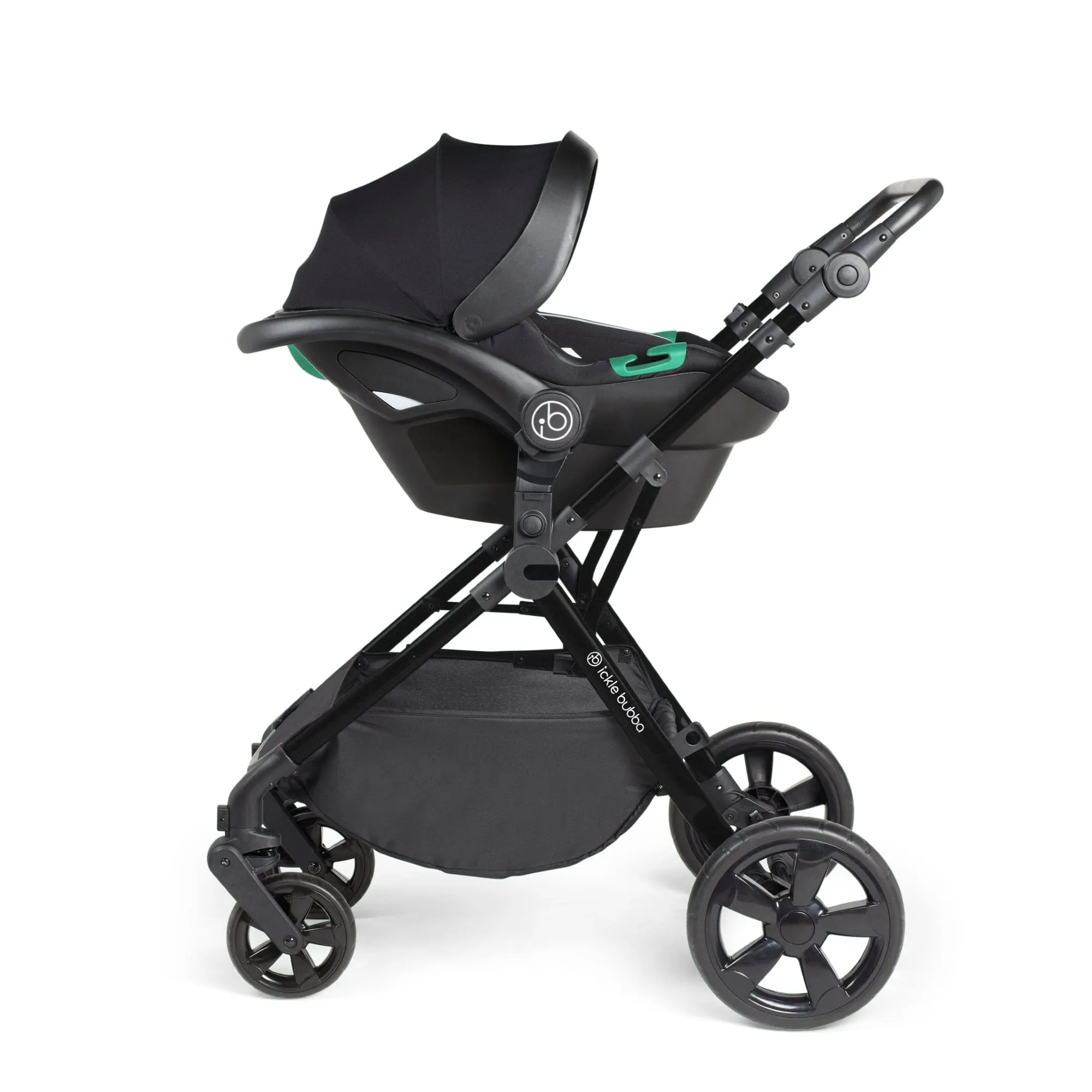 Ickle Bubba Comet I-Size Travel System With Stratus Car Seat & Isofix Base - Black / Dusky Pink / Black