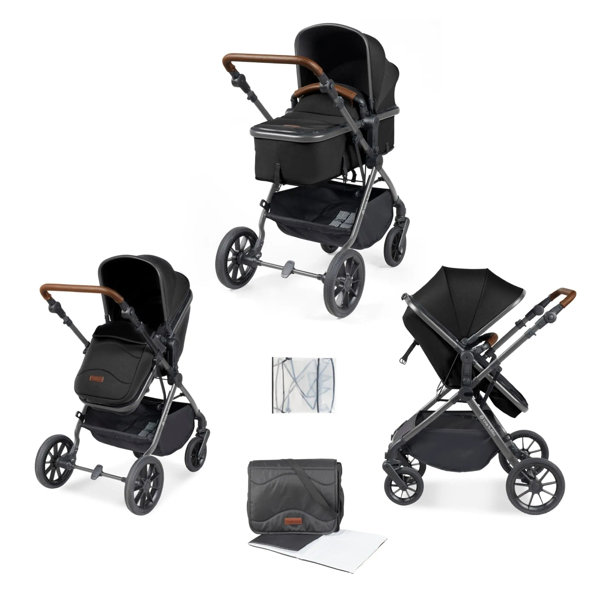 Ickle Bubba Cosmo 2 in 1 Plus Pushchair - Gunmetal / Black / Tan