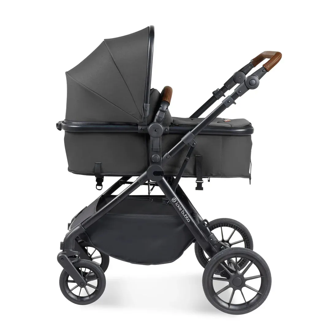 Ickle Bubba Cosmo 9 Piece Travel System with i-Size Stratus Car Seat & ISOFIX Base - Charcoal