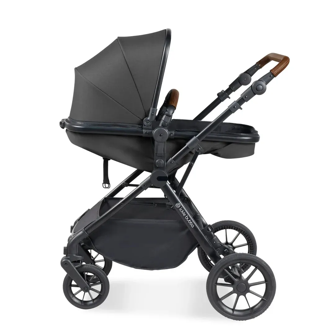 Ickle Bubba Cosmo 9 Piece Travel System with i-Size Stratus Car Seat & ISOFIX Base - Charcoal