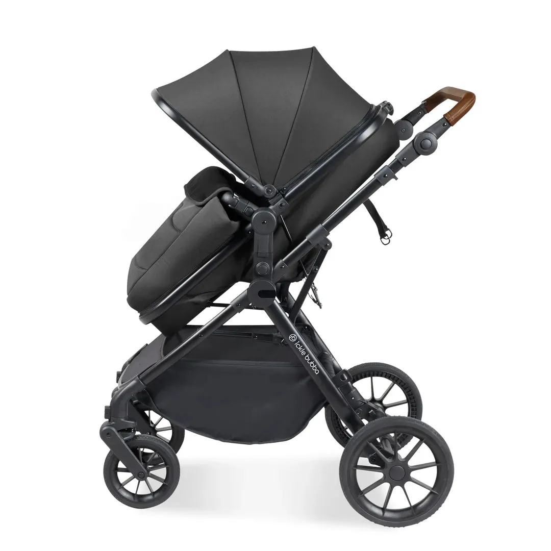 Ickle Bubba Cosmo 9 Piece Travel System with i-Size Stratus Car Seat & ISOFIX Base - Charcoal