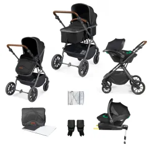 Ickle Bubba Cosmo 9 Piece Travel System with i-Size Stratus Car Seat & ISOFIX Base - Midnight
