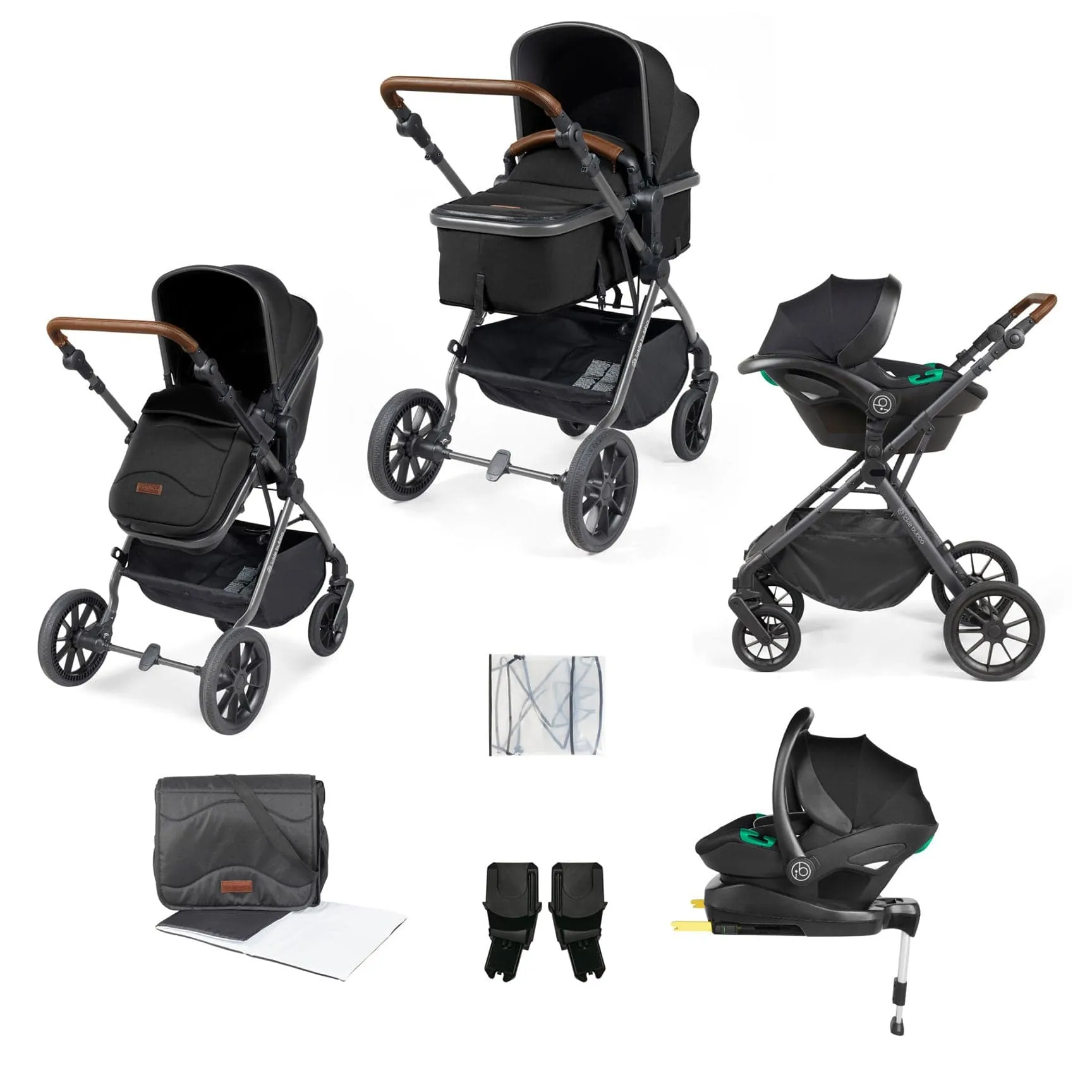 Ickle Bubba Cosmo All-in-One I-Size Travel System with Isofix Base - Gun Metal/Black