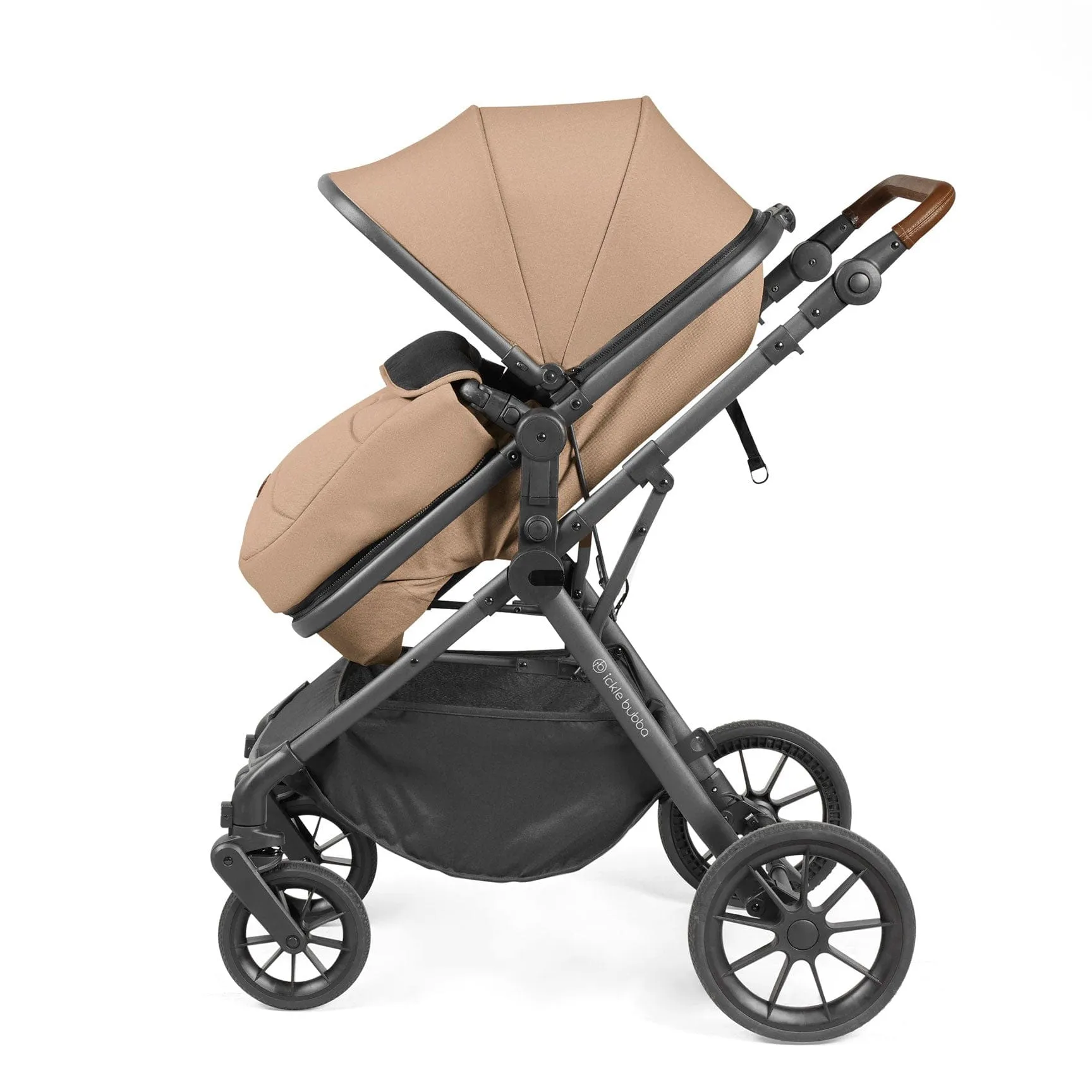 Ickle Bubba Cosmo All-in-One I-Size Travel System with Isofix Base - Gun metal/Desert